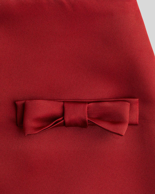 Red A-Line Mini Skirt with Front Bow Detailing | Chic India