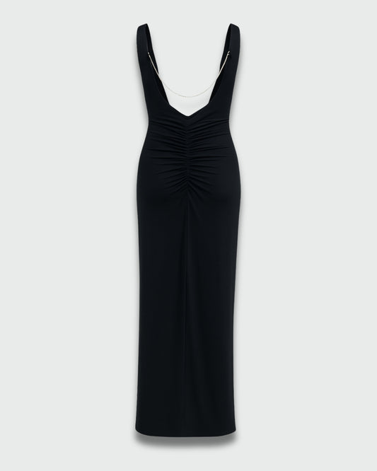 Midnight Serpent Silk Backless Dress