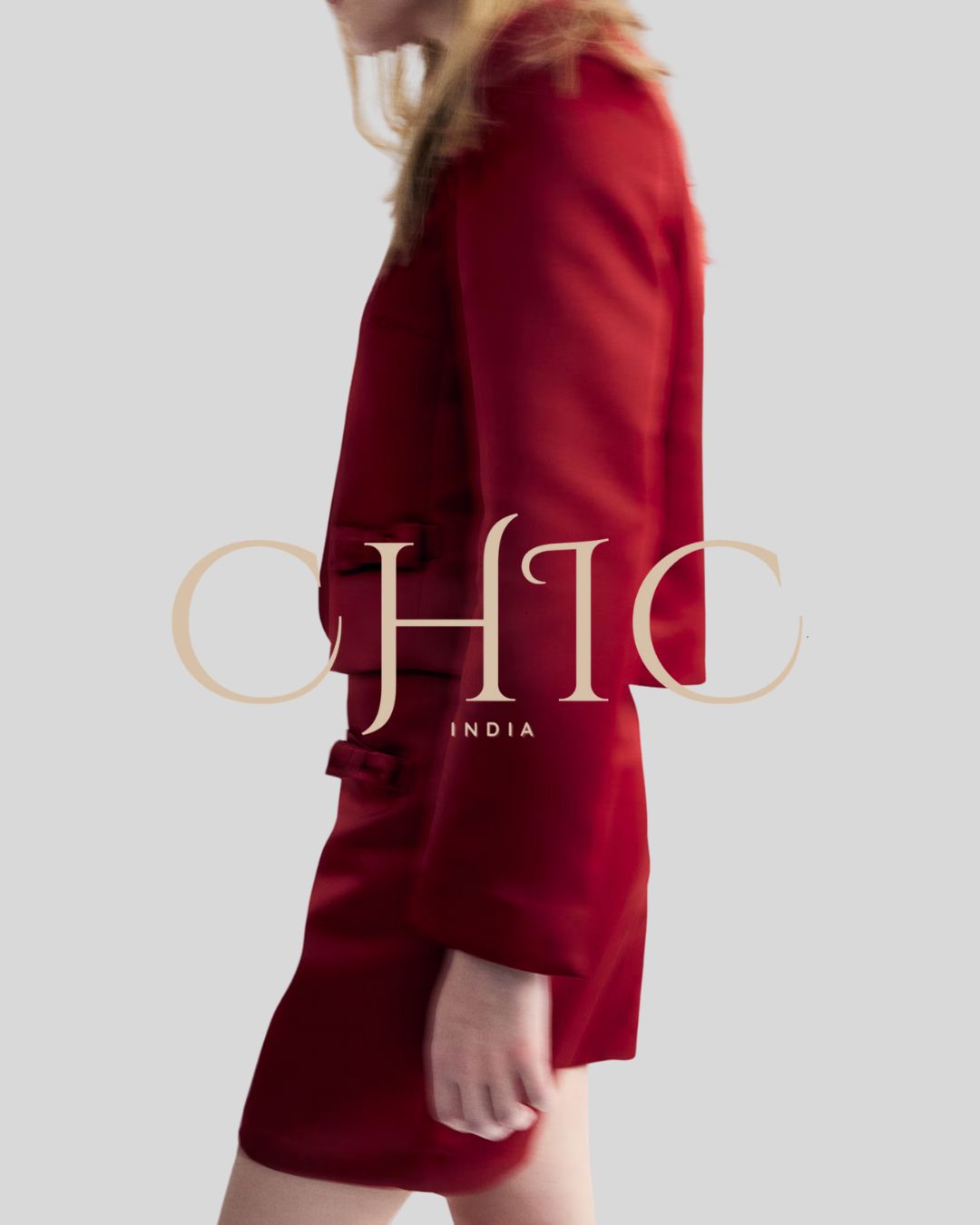 Red A-Line Mini Skirt with Front Bow Detailing | Chic India