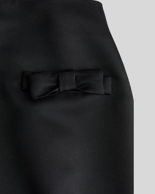 Black A-Line Mini Skirt with Front Bow Detailing | Chic India