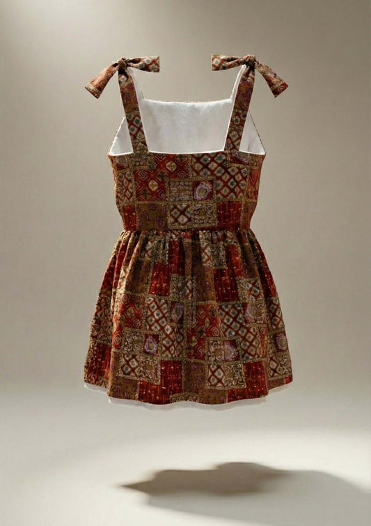 Chic India Patchwork Peplum Top patchwork design red