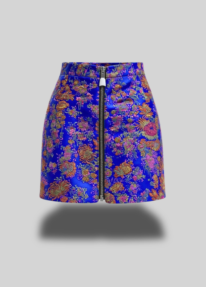 Imperial Bloom Brocade Mini Skirt – Royal Sapphire