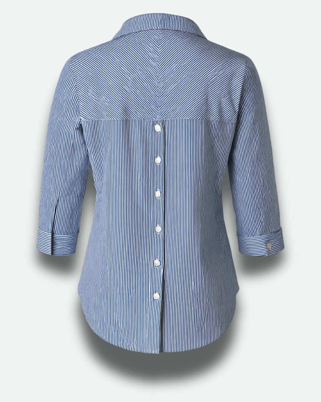 Chic India Striped Cotton Shirt floral embroidery
