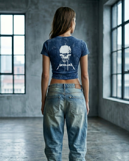 Metallica Limited Edition Acid Wash Baby Tee – Fitted Crop Top