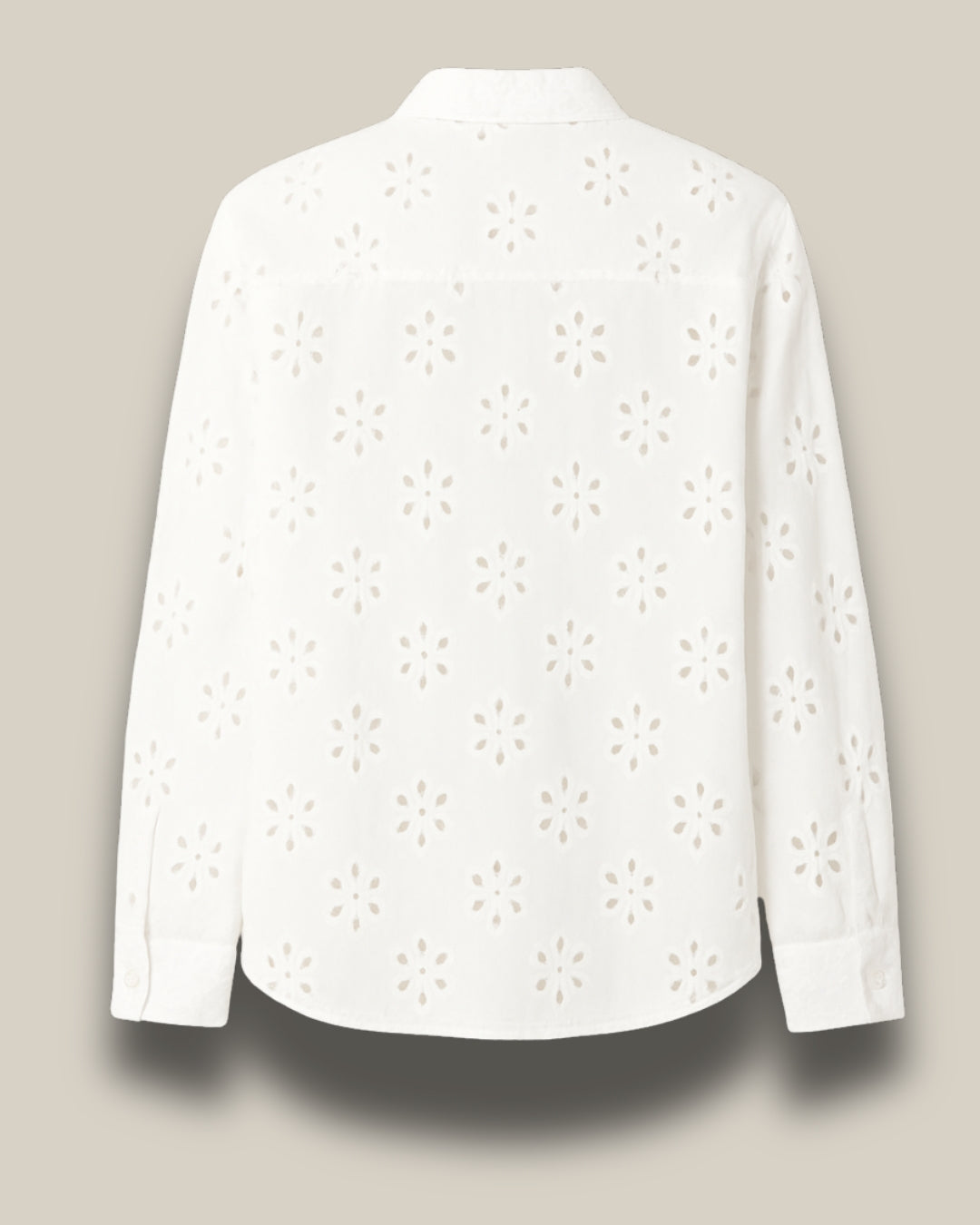 White Eyelet Cotton Shirt – Embroidered Long Sleeve Shirt for Women | Chic India