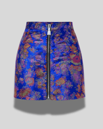 Imperial Bloom Brocade Mini Skirt – Royal Sapphire