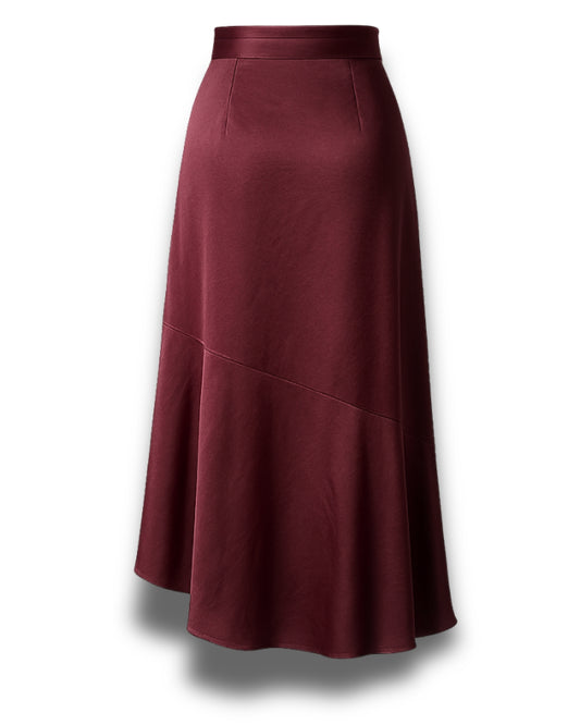 Women's Wine Satin Ruffle Wrap Skirt with Bow – Chic India