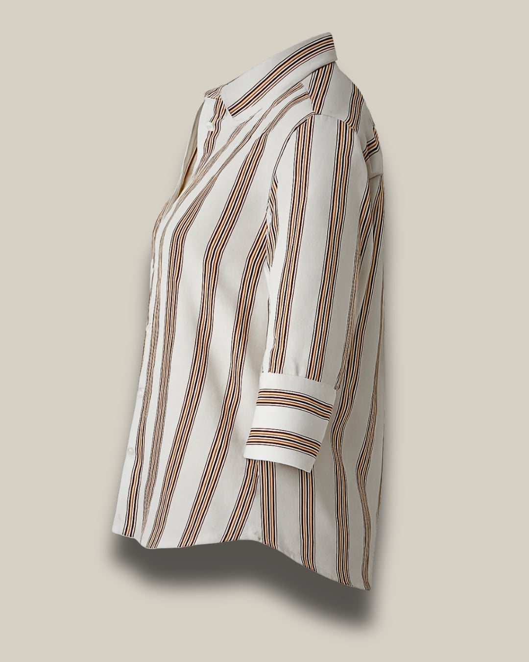 Women's Premium Striped Silk Shirt – Ivory & Cocoa