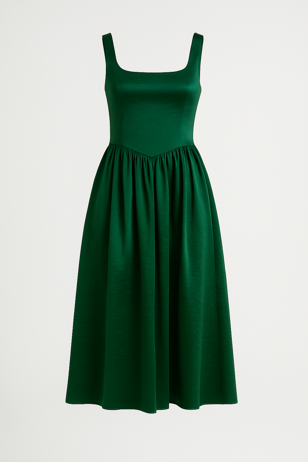 Emerald Green Sleeveless Midi Dress