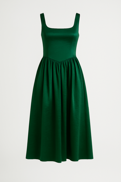 Emerald Green Sleeveless Midi Dress