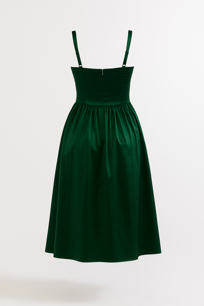 Emerald Green Sleeveless Midi Dress