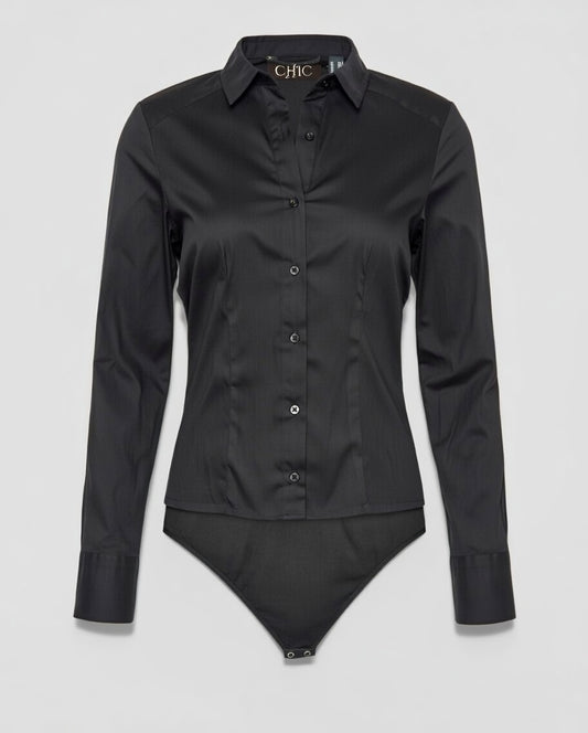 Black Bodysuit Shirt for Women – Sleek Formal Fit | Chic India